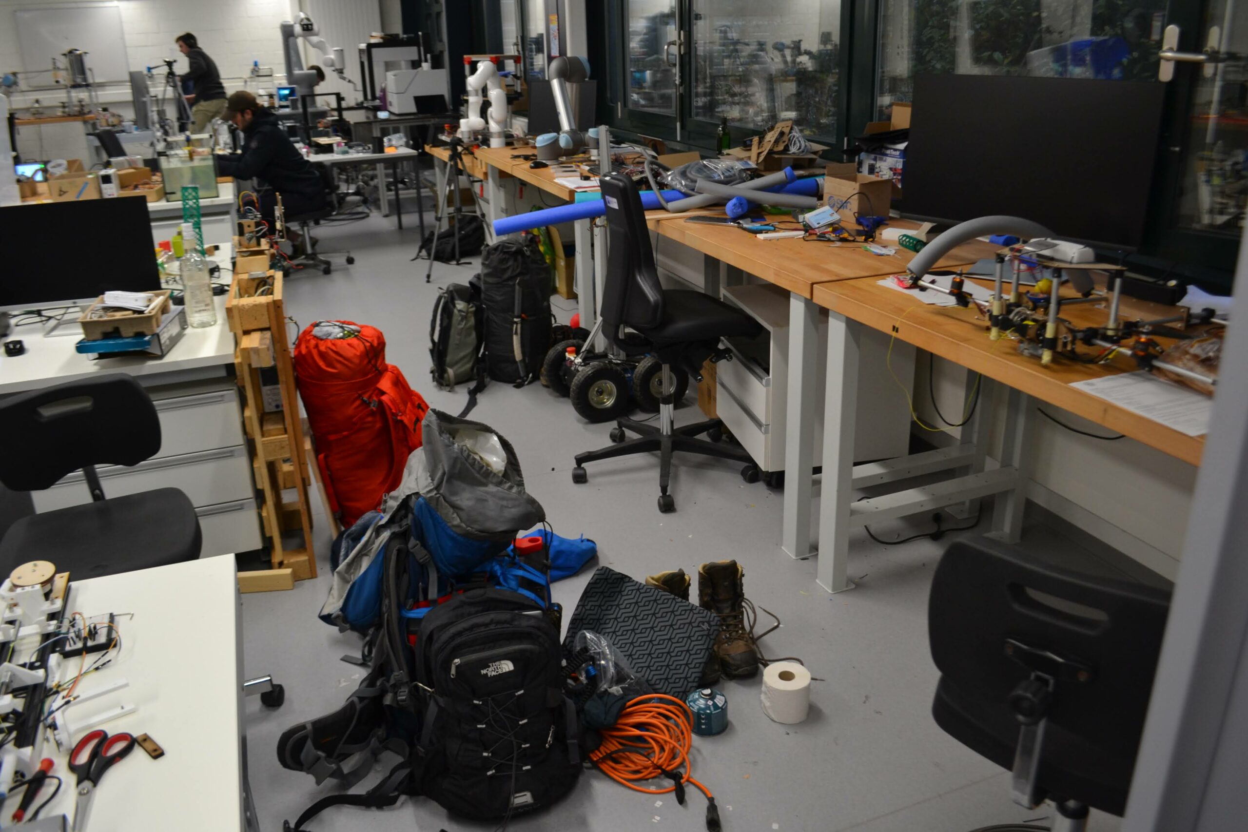 The CREATE Lab full of equipment and luggage just before heading off for field tests